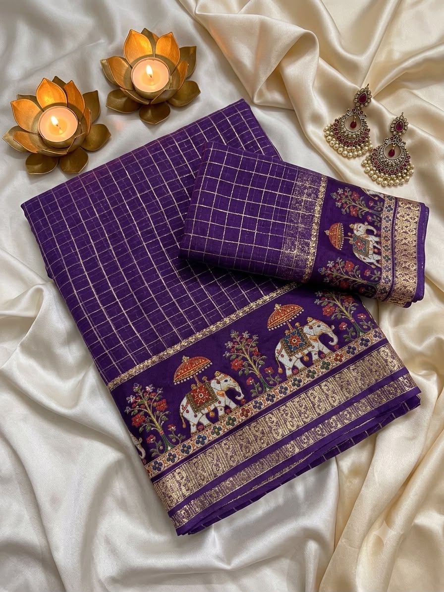 Desiring Function Wear Viscose Georgette Print Design n Zari Work Fancy Saree With Blouse Piece