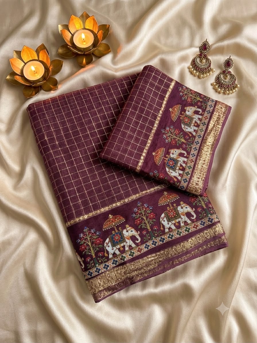 Desiring Function Wear Viscose Georgette Print Design n Zari Work Fancy Saree With Blouse Piece