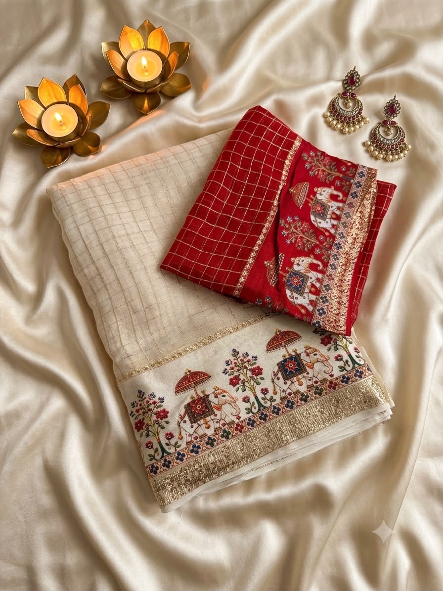 Desiring Function Wear Viscose Georgette Print Design n Zari Work Fancy Saree With Blouse Piece