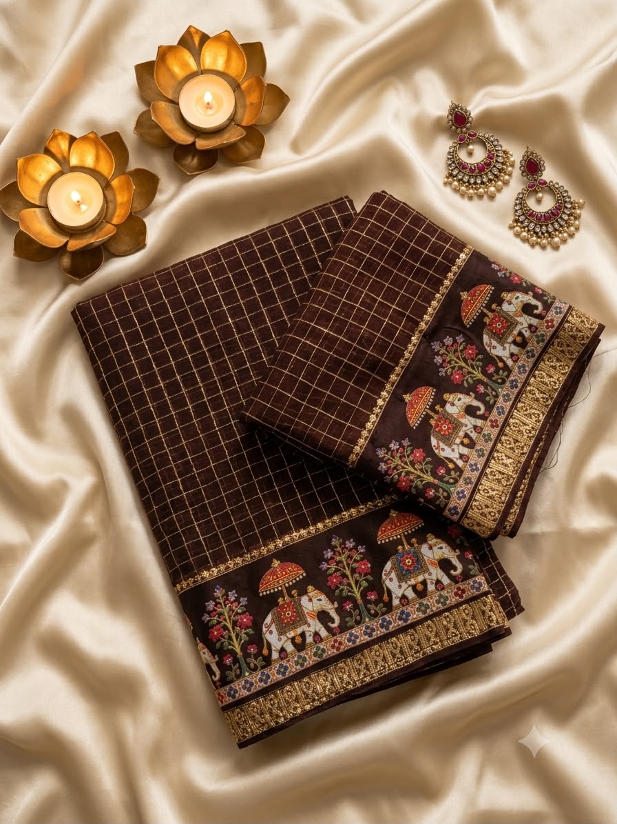 Desiring Function Wear Viscose Georgette Print Design n Zari Work Fancy Saree With Blouse Piece