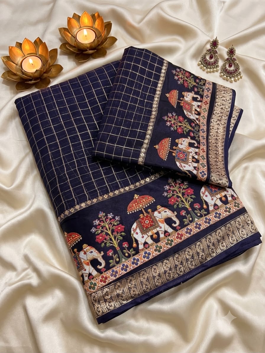 Desiring Function Wear Viscose Georgette Print Design n Zari Work Fancy Saree With Blouse Piece
