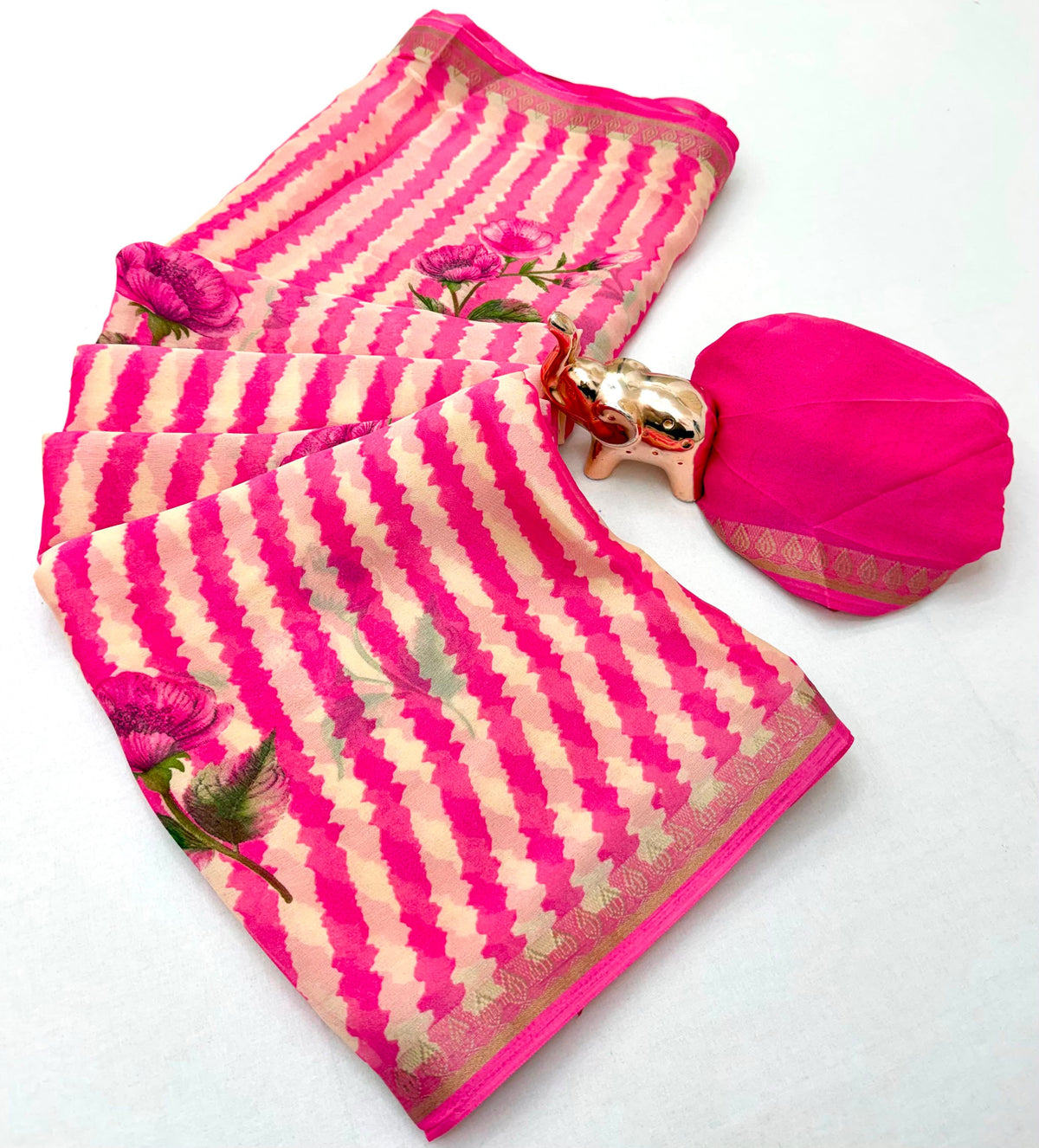 Effervescent Function Wear Soft Silk Print Design jacquard Border Fancy Saree With Blouse Piece