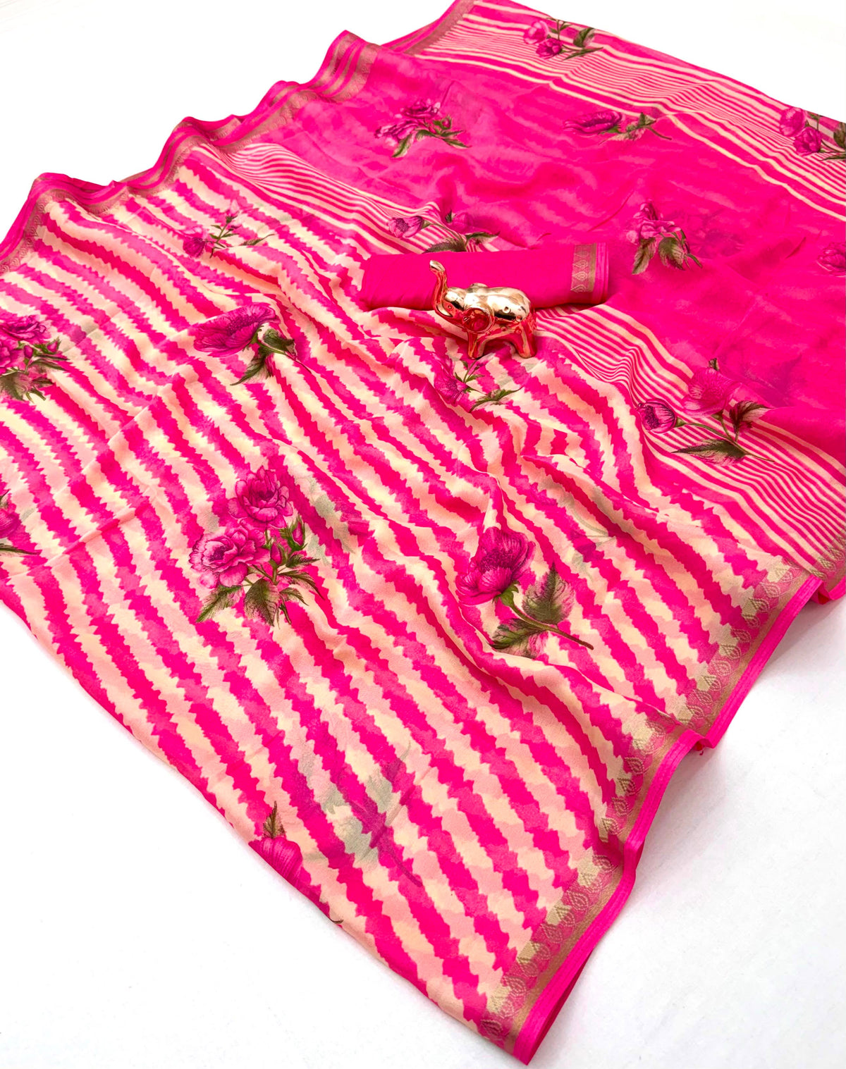 Effervescent Function Wear Soft Silk Print Design jacquard Border Fancy Saree With Blouse Piece