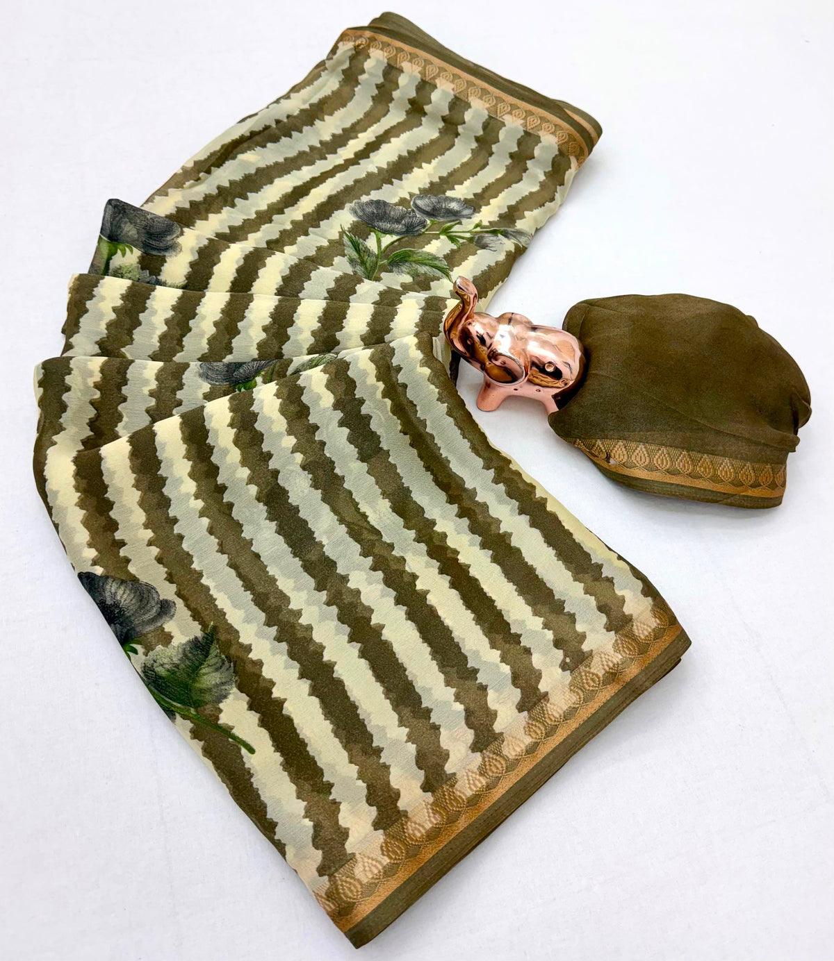 Effervescent Function Wear Soft Silk Print Design jacquard Border Fancy Saree With Blouse Piece