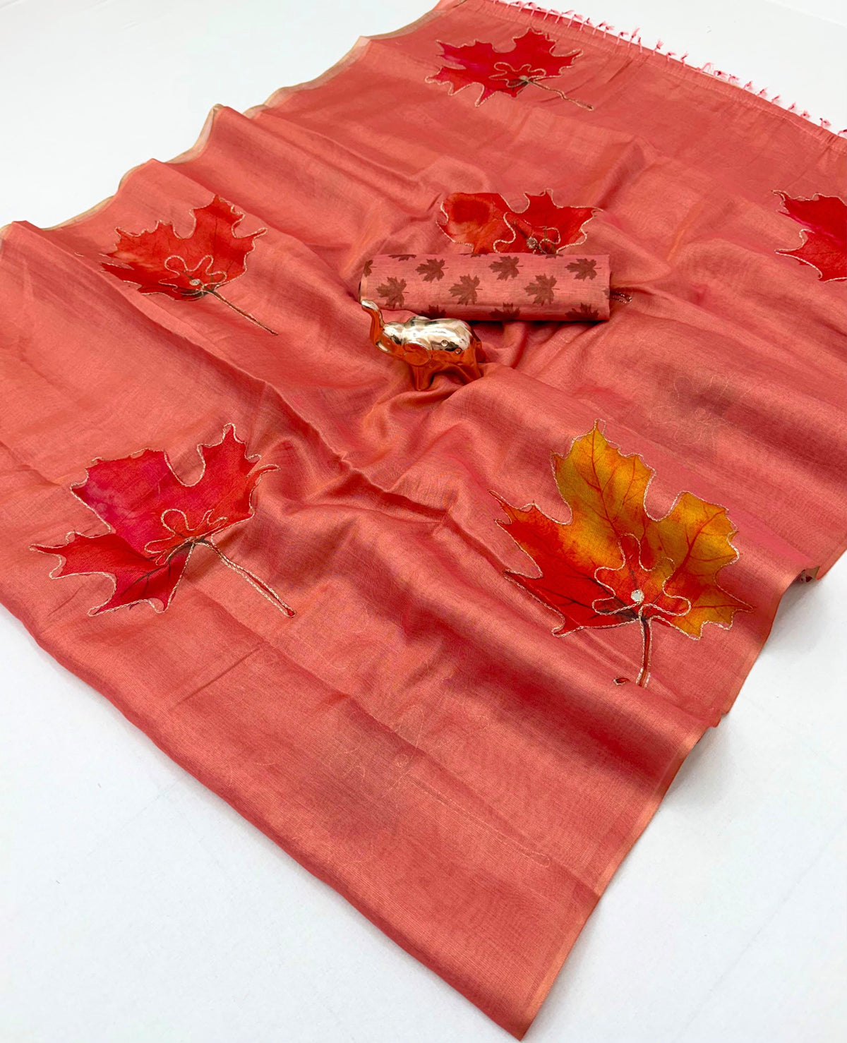 Marvellous Party Wear Tissue Silk Print n Embroidery Work Fancy Saree With Blouse Piece