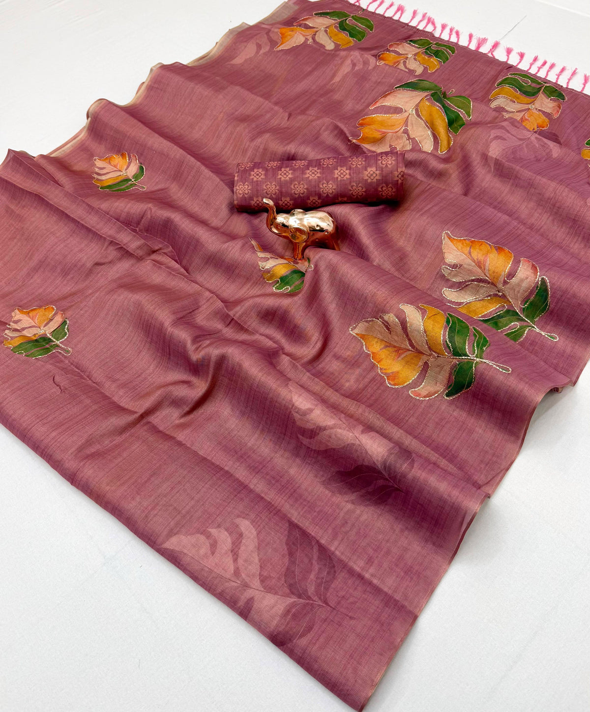 Marvellous Party Wear Tissue Silk Print n Embroidery Work Fancy Saree With Blouse Piece