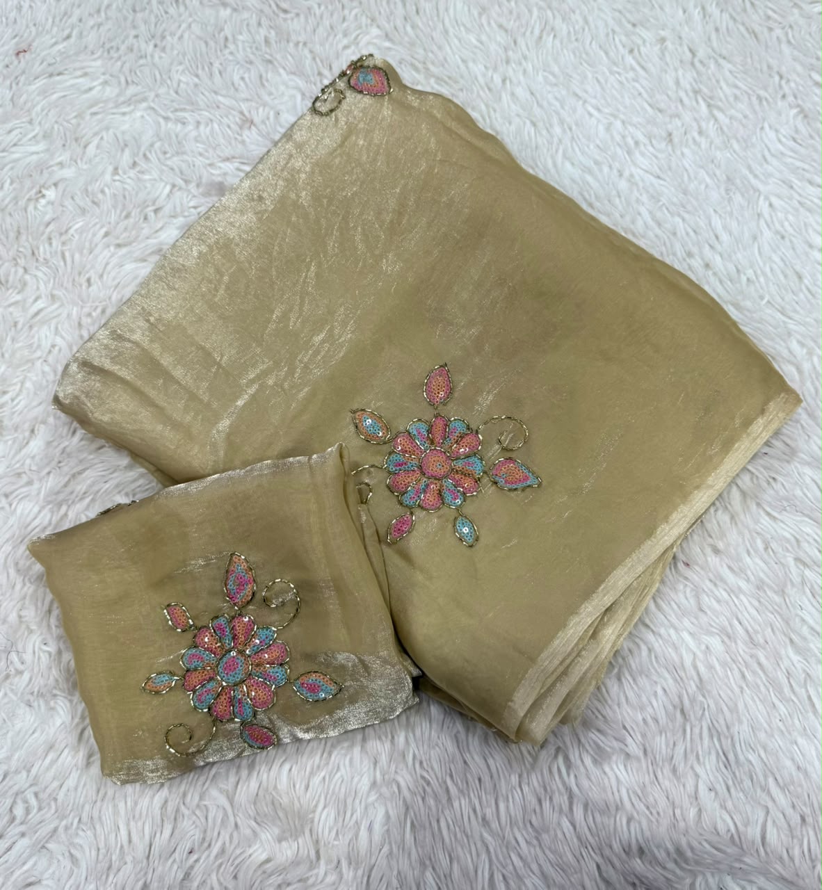 Charming Festive Wear Silk Embroidery n Thread Work Fancy Saree With Blouse Piece