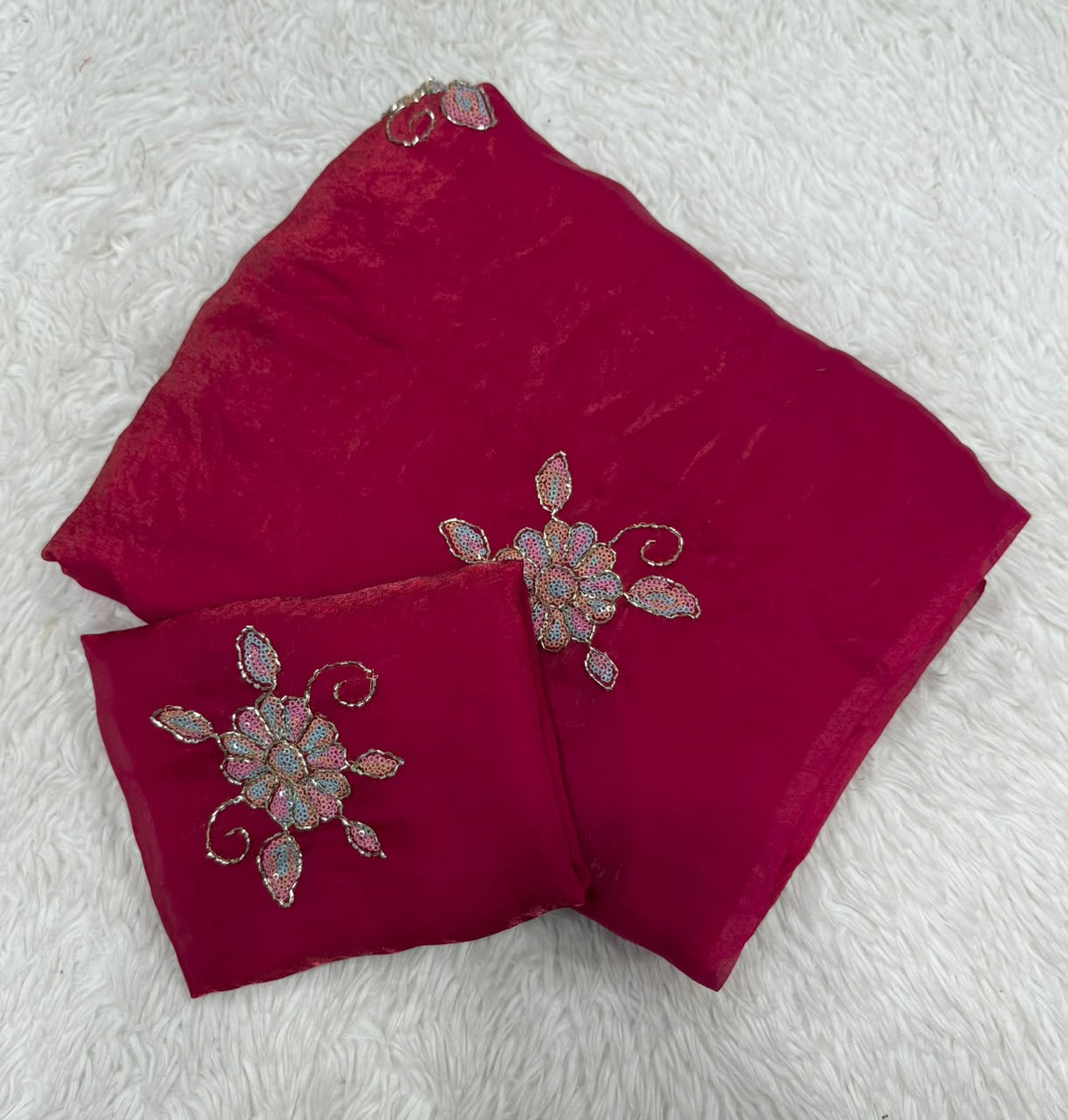 Charming Festive Wear Silk Embroidery n Thread Work Fancy Saree With Blouse Piece