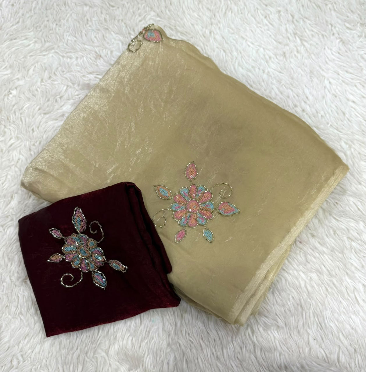Charming Festive Wear Silk Embroidery n Thread Work Fancy Saree With Blouse Piece