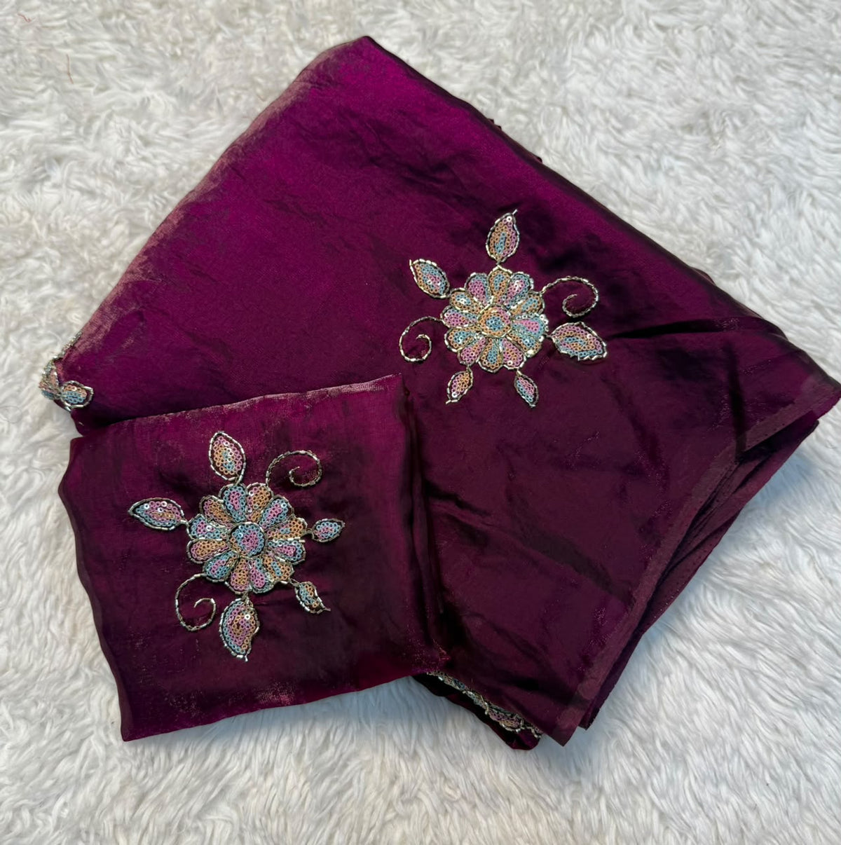 Charming Festive Wear Silk Embroidery n Thread Work Fancy Saree With Blouse Piece