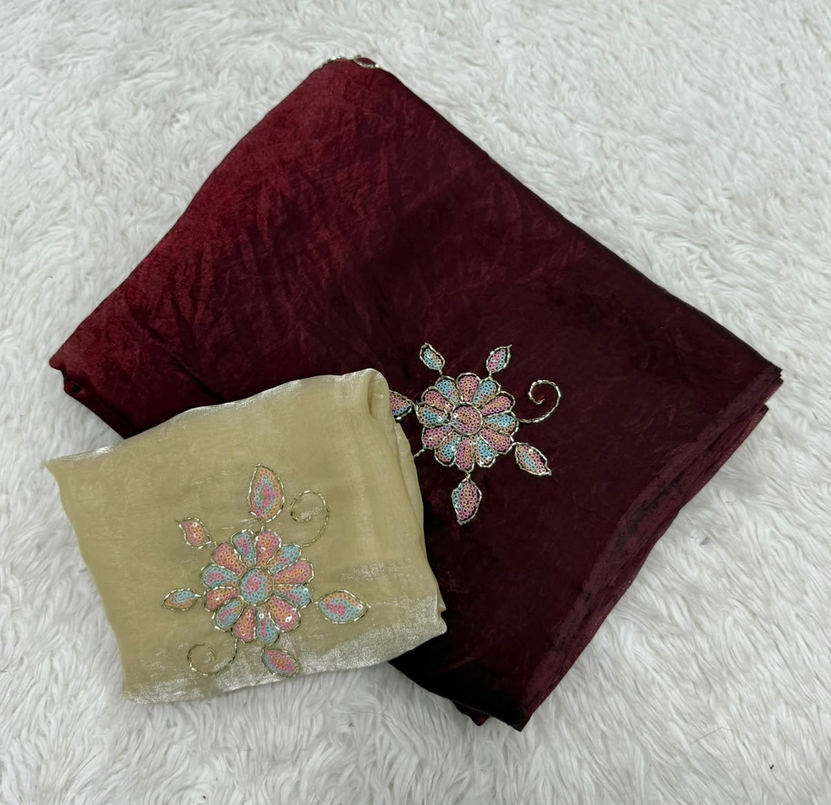 Charming Festive Wear Silk Embroidery n Thread Work Fancy Saree With Blouse Piece