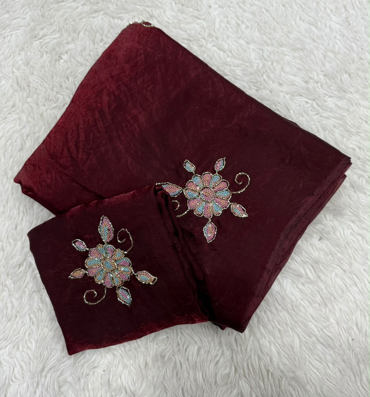 Charming Festive Wear Silk Embroidery n Thread Work Fancy Saree With Blouse Piece