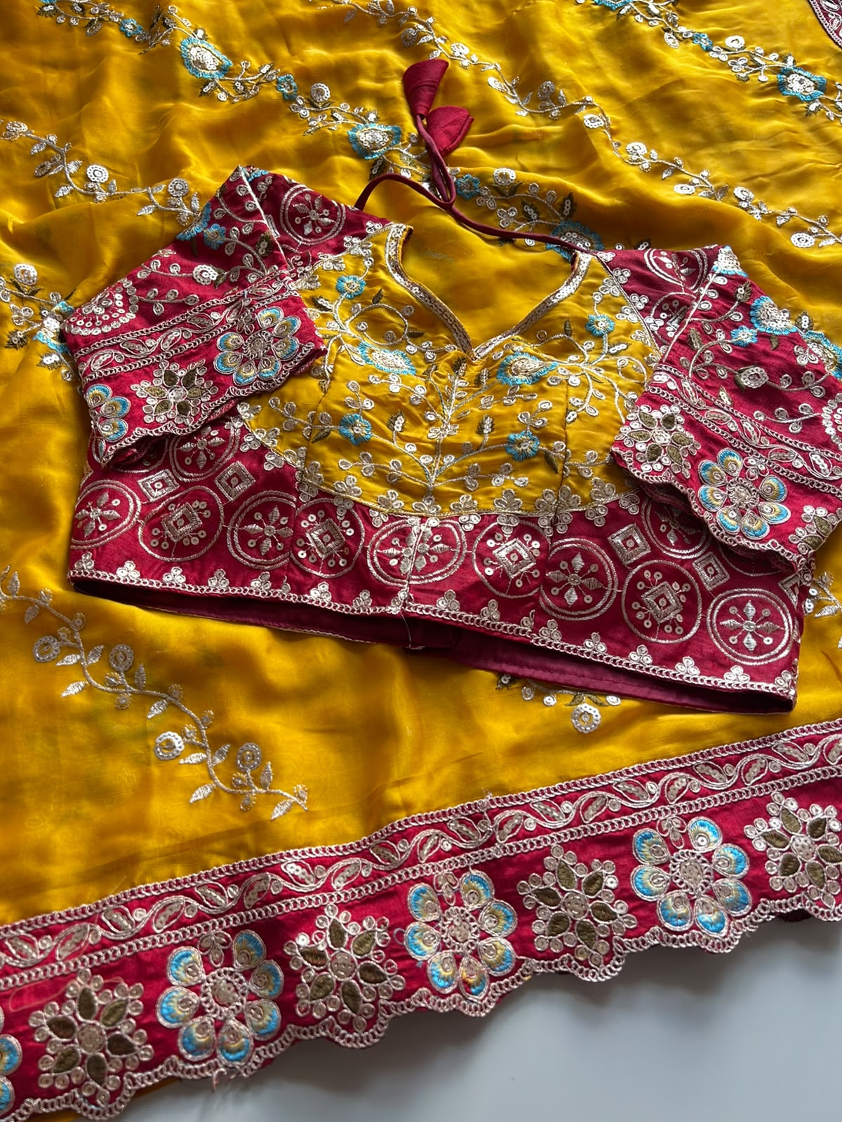 Gratifying Party Wear Rangoli Silk Embroidery Sequence n Thread Work Fancy Saree With Stitched Blouse