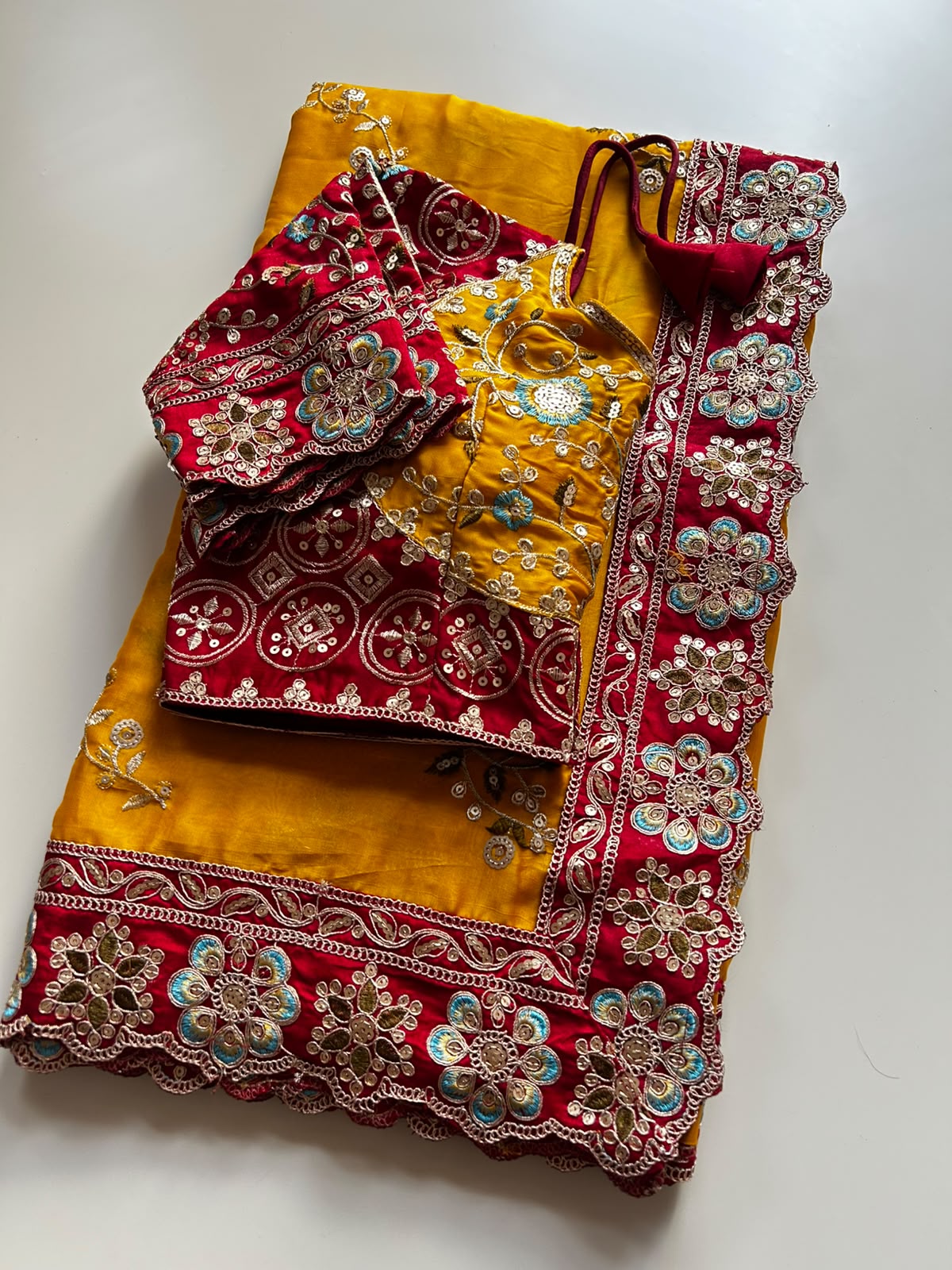 Gratifying Party Wear Rangoli Silk Embroidery Sequence n Thread Work Fancy Saree With Stitched Blouse