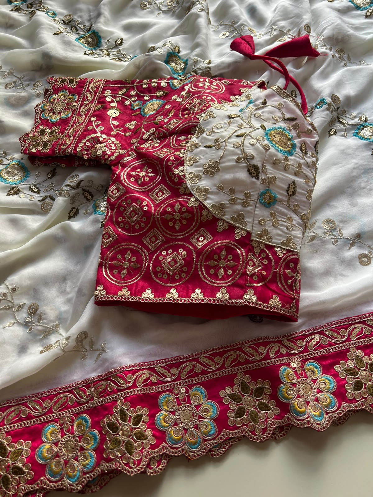 Gratifying Party Wear Rangoli Silk Embroidery Sequence n Thread Work Fancy Saree With Stitched Blouse