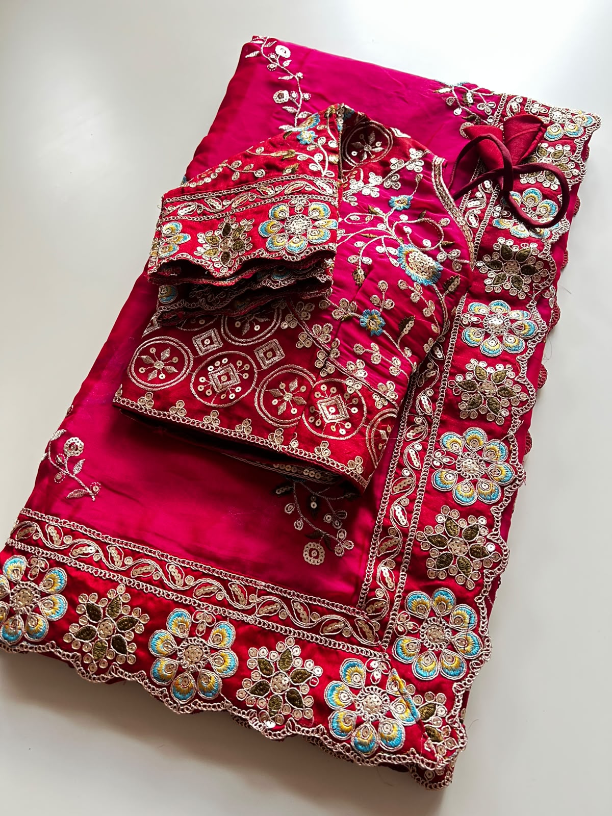 Gratifying Party Wear Rangoli Silk Embroidery Sequence n Thread Work Fancy Saree With Stitched Blouse