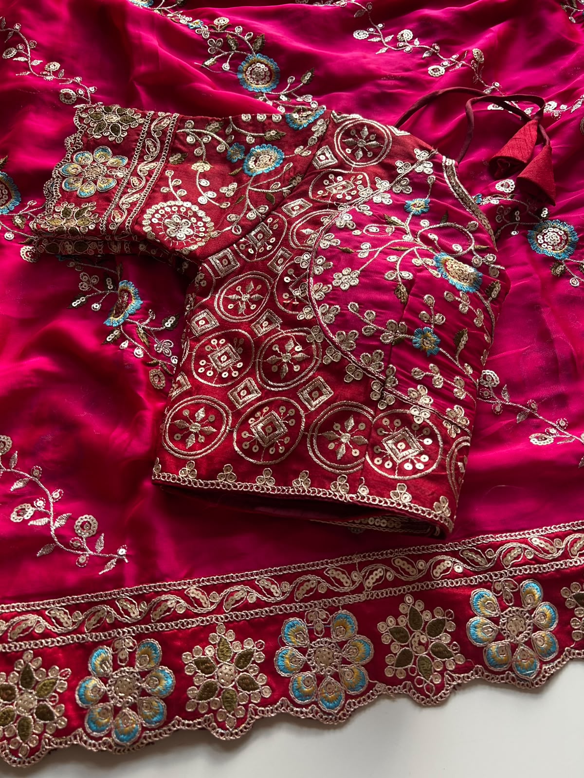 Gratifying Party Wear Rangoli Silk Embroidery Sequence n Thread Work Fancy Saree With Stitched Blouse