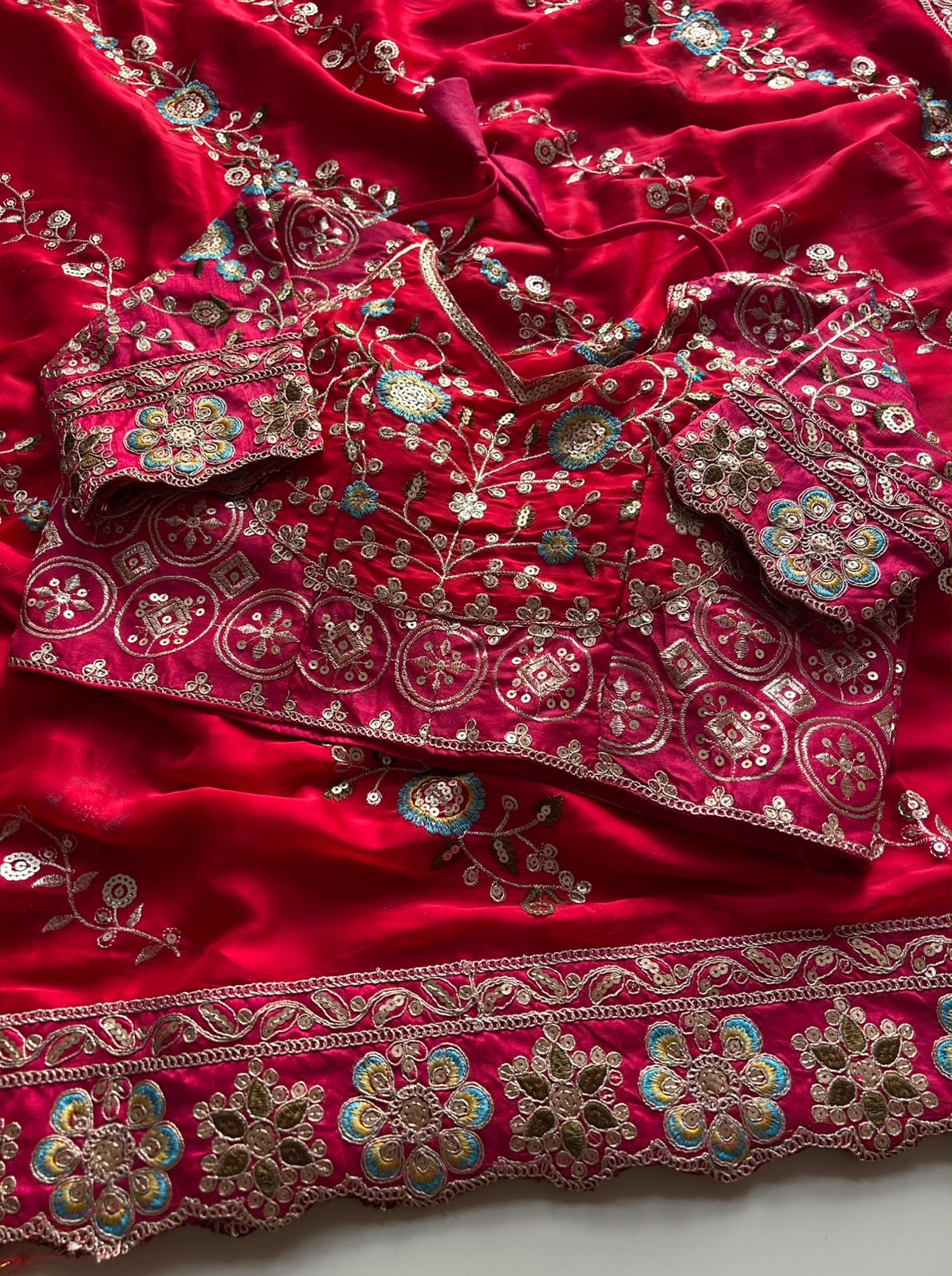Gratifying Party Wear Rangoli Silk Embroidery Sequence n Thread Work Fancy Saree With Stitched Blouse