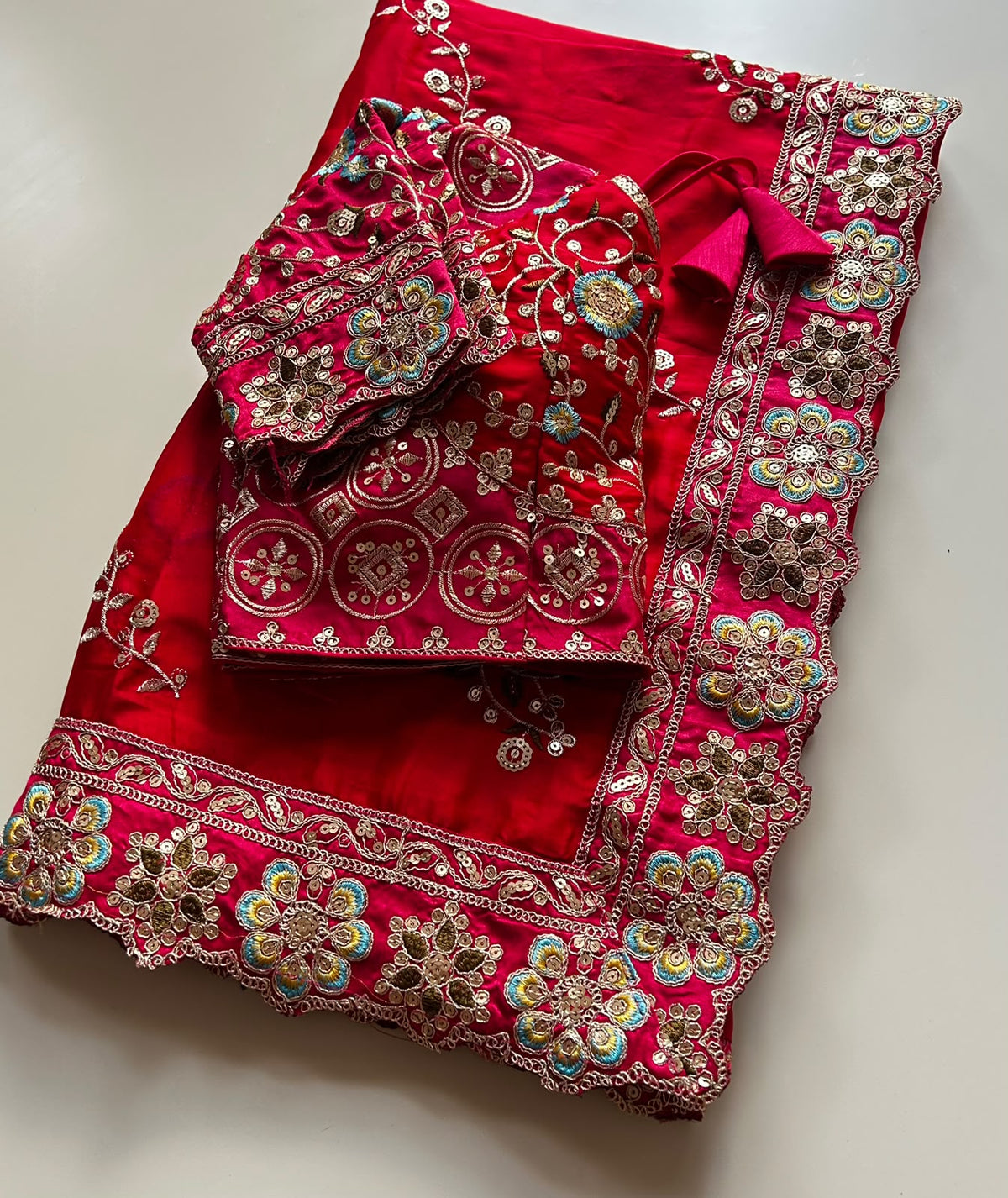 Gratifying Party Wear Rangoli Silk Embroidery Sequence n Thread Work Fancy Saree With Stitched Blouse