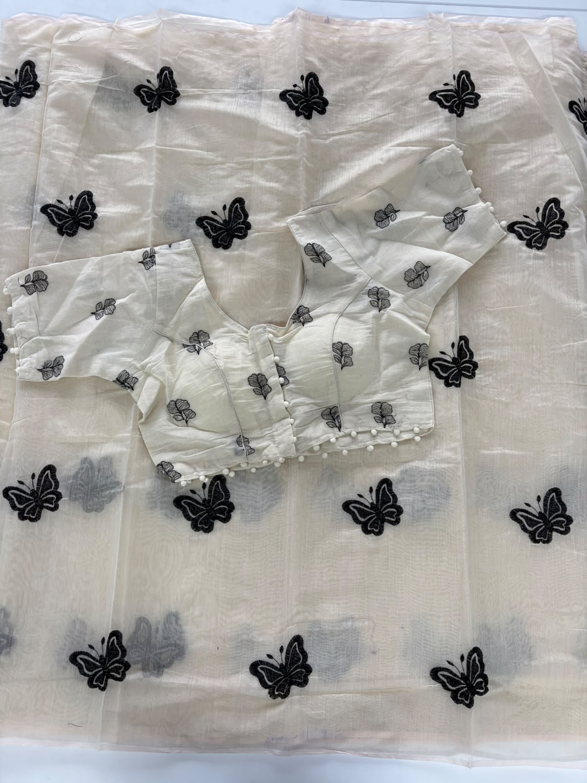 New Party Wear Chanderi Cotton Embroidery n Tussels Work Fancy Saree With Stitched Blouse