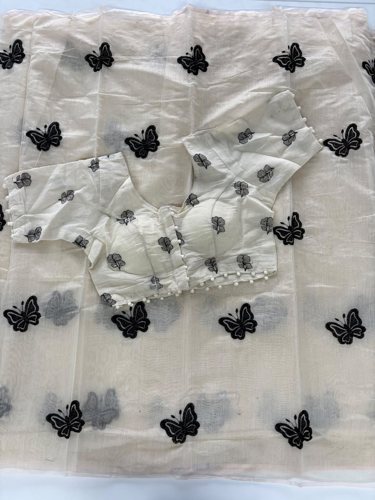 New Party Wear Chanderi Cotton Embroidery n Tussels Work Fancy Saree With Stitched Blouse