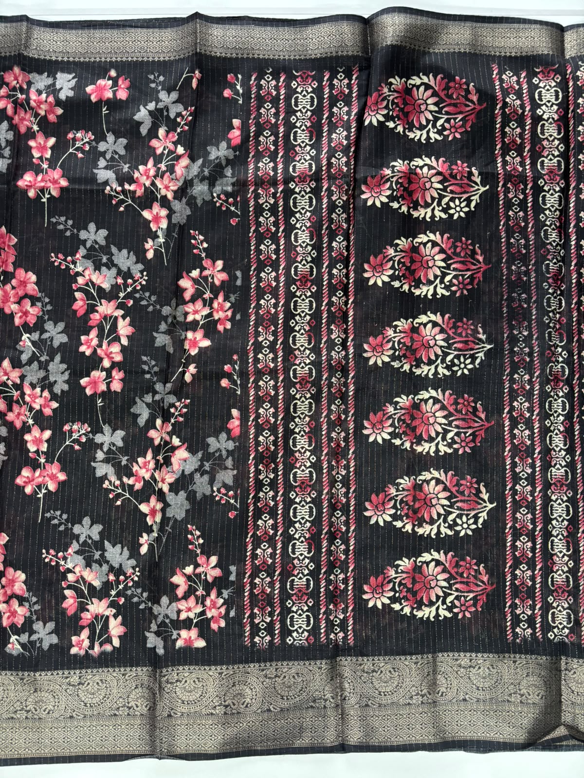 New Function Wear Silk Print Design Jacquard Border Fancy Saree