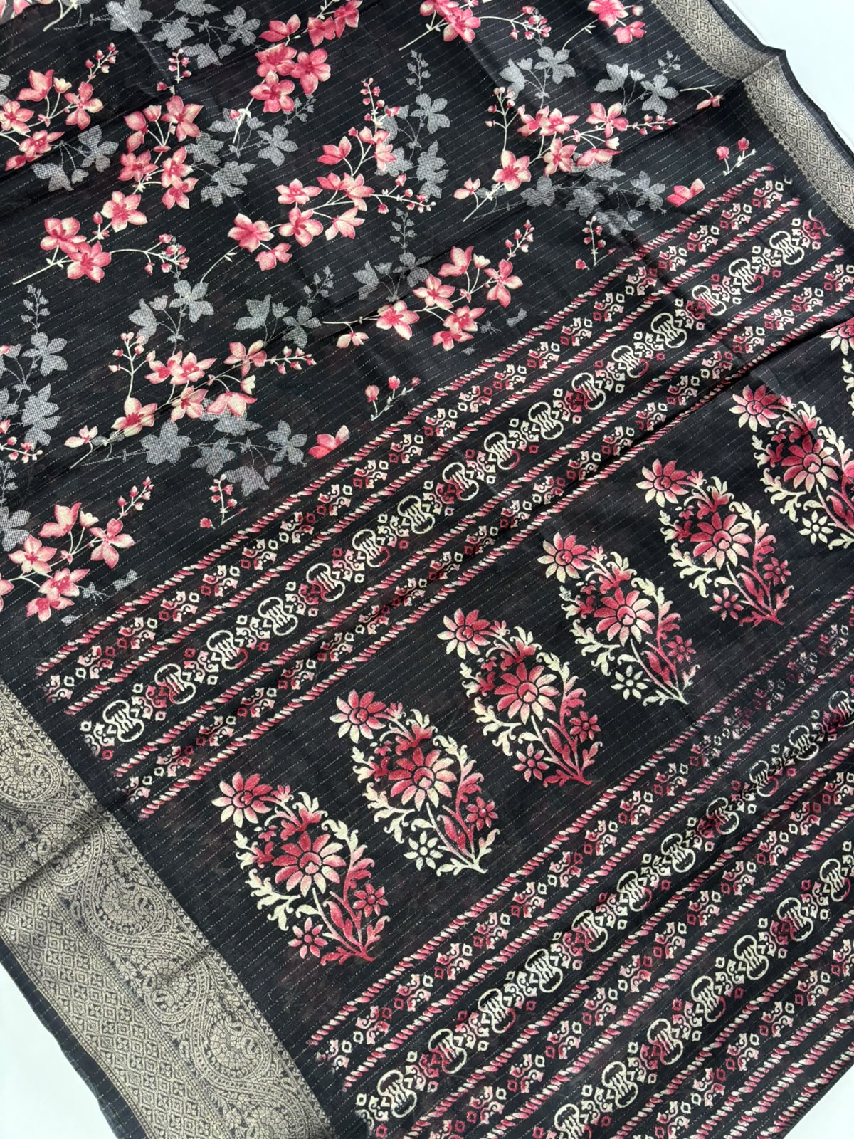 New Function Wear Silk Print Design Jacquard Border Fancy Saree