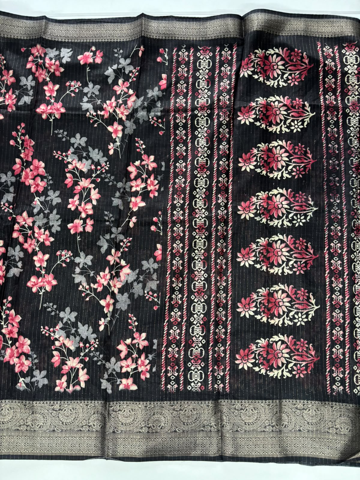 New Function Wear Silk Print Design Jacquard Border Fancy Saree