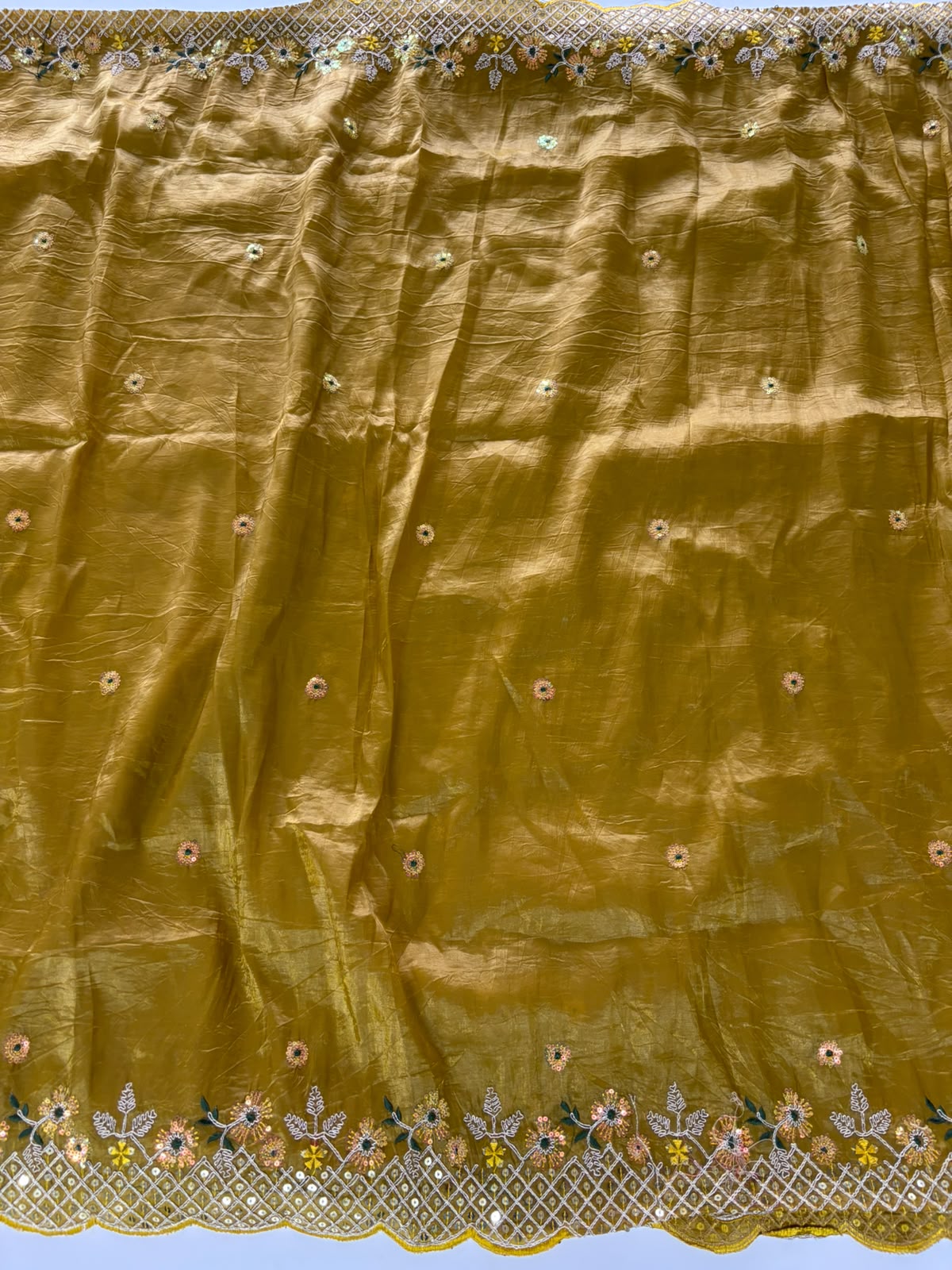 New Party Wear Silk Embroidery Work Fancy Saree With Blouse Piece