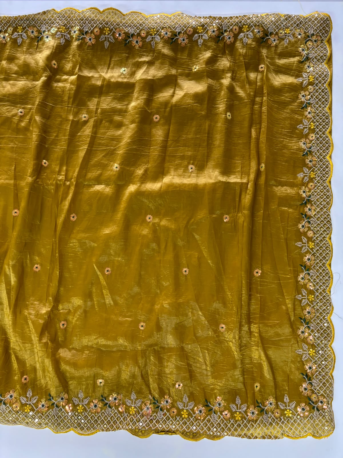 New Party Wear Silk Embroidery Work Fancy Saree With Blouse Piece
