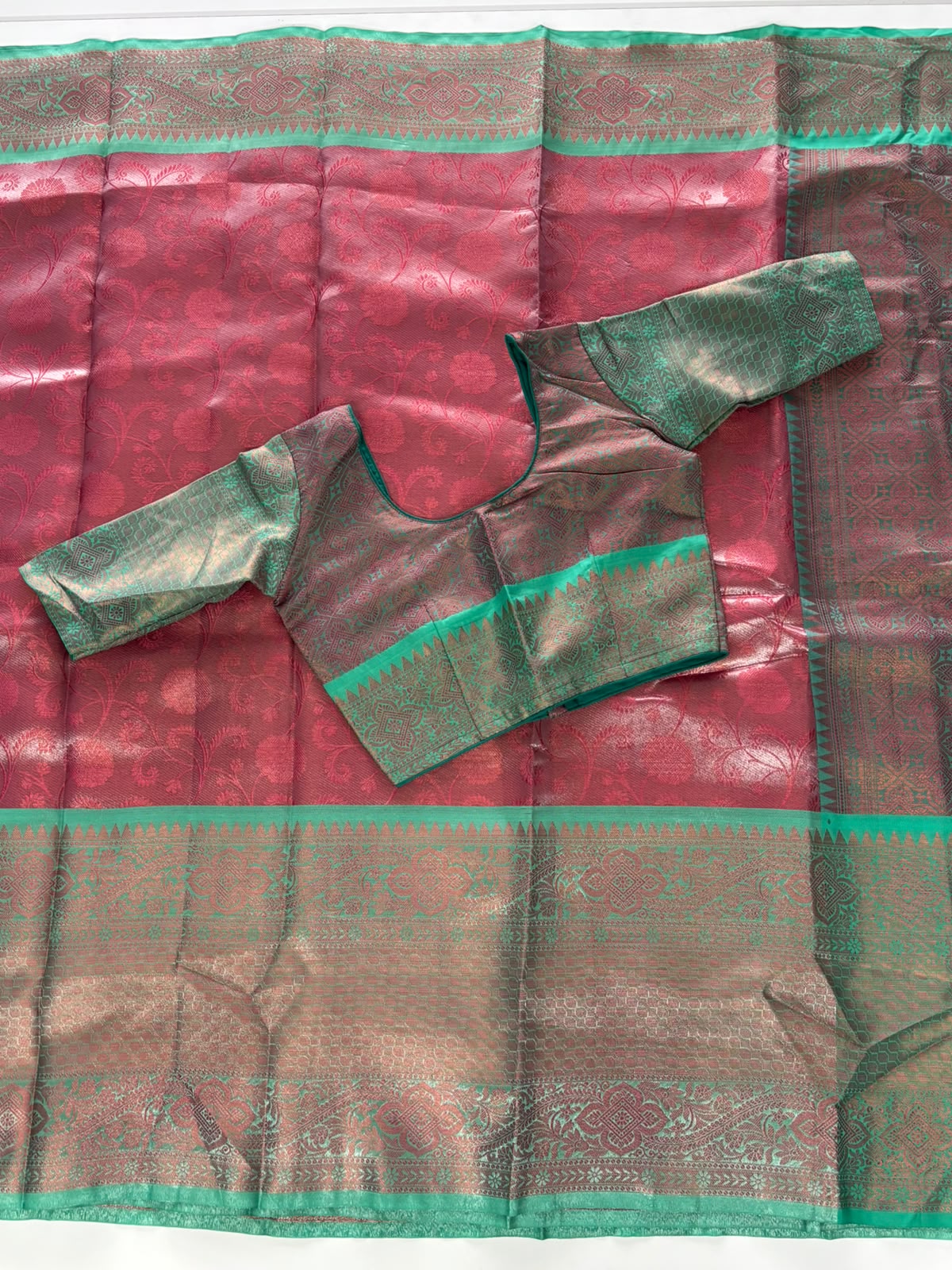 New Festive Wear Kanjivaram Silk Zari Weaving Border Fancy Saree With Stitched Blouse