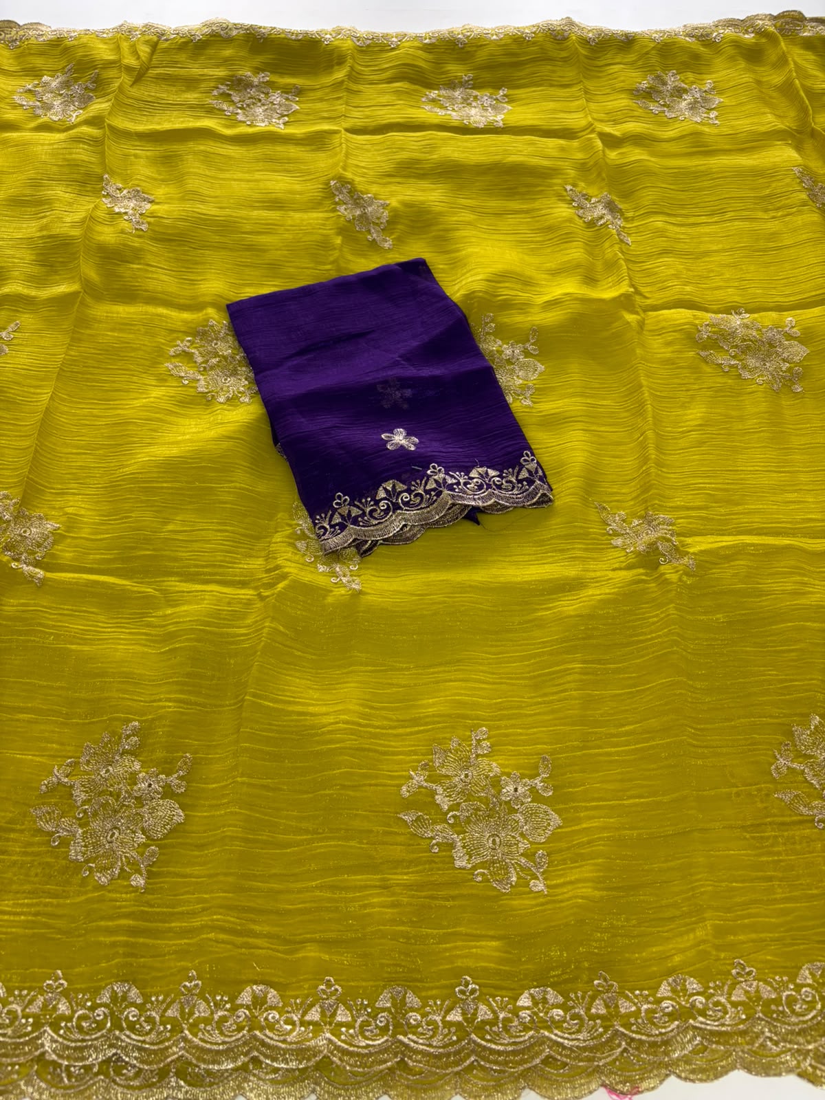 New Function Wear Georgette Embroidery n Sequence Work Saree With Blouse Piece