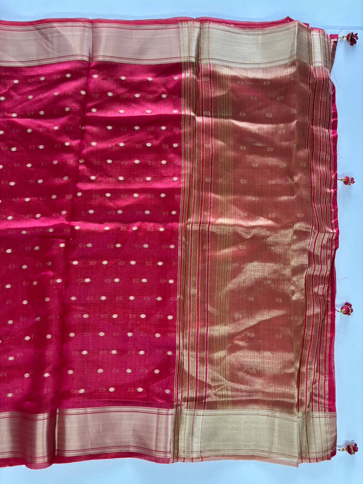 New Function Wear Silk Zari Weaving Border n Tussels Work Fancy Saree