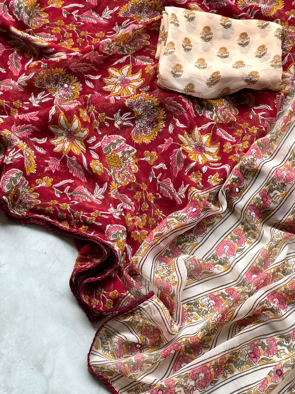 Glamorous Party Wear Georgette Print Design n Mirror Work Fancy Saree With Blissful Blouse Piece