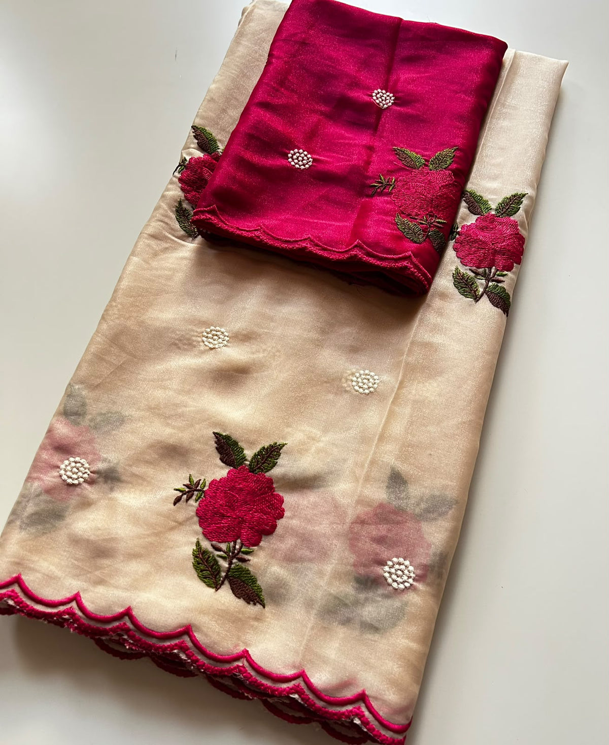 Blossom Wedding Wear Soft Rangoli Silk Embroidery n Arco Border Designer Saree For Occasion
