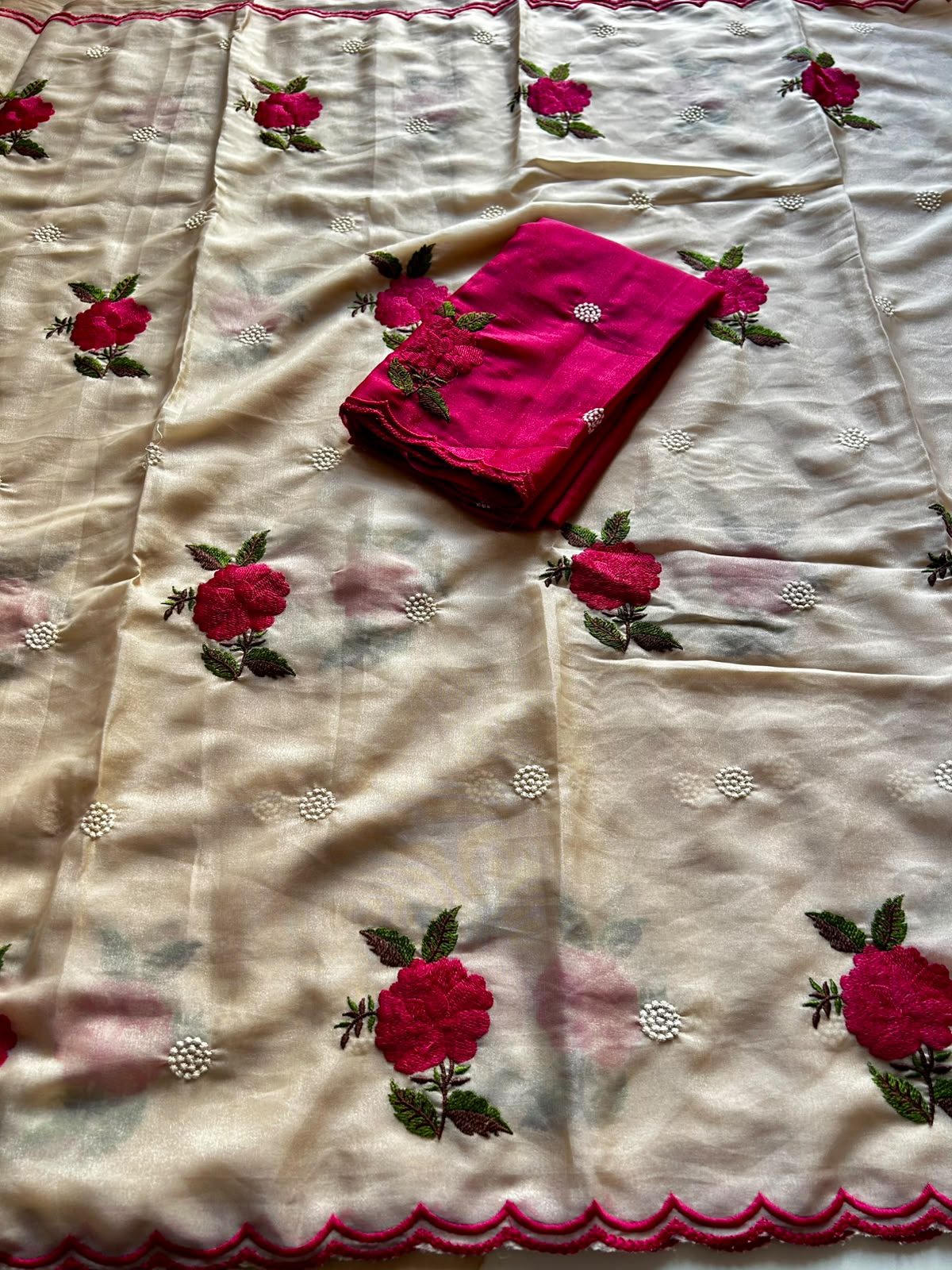 Blossom Wedding Wear Soft Rangoli Silk Embroidery n Arco Border Designer Saree For Occasion