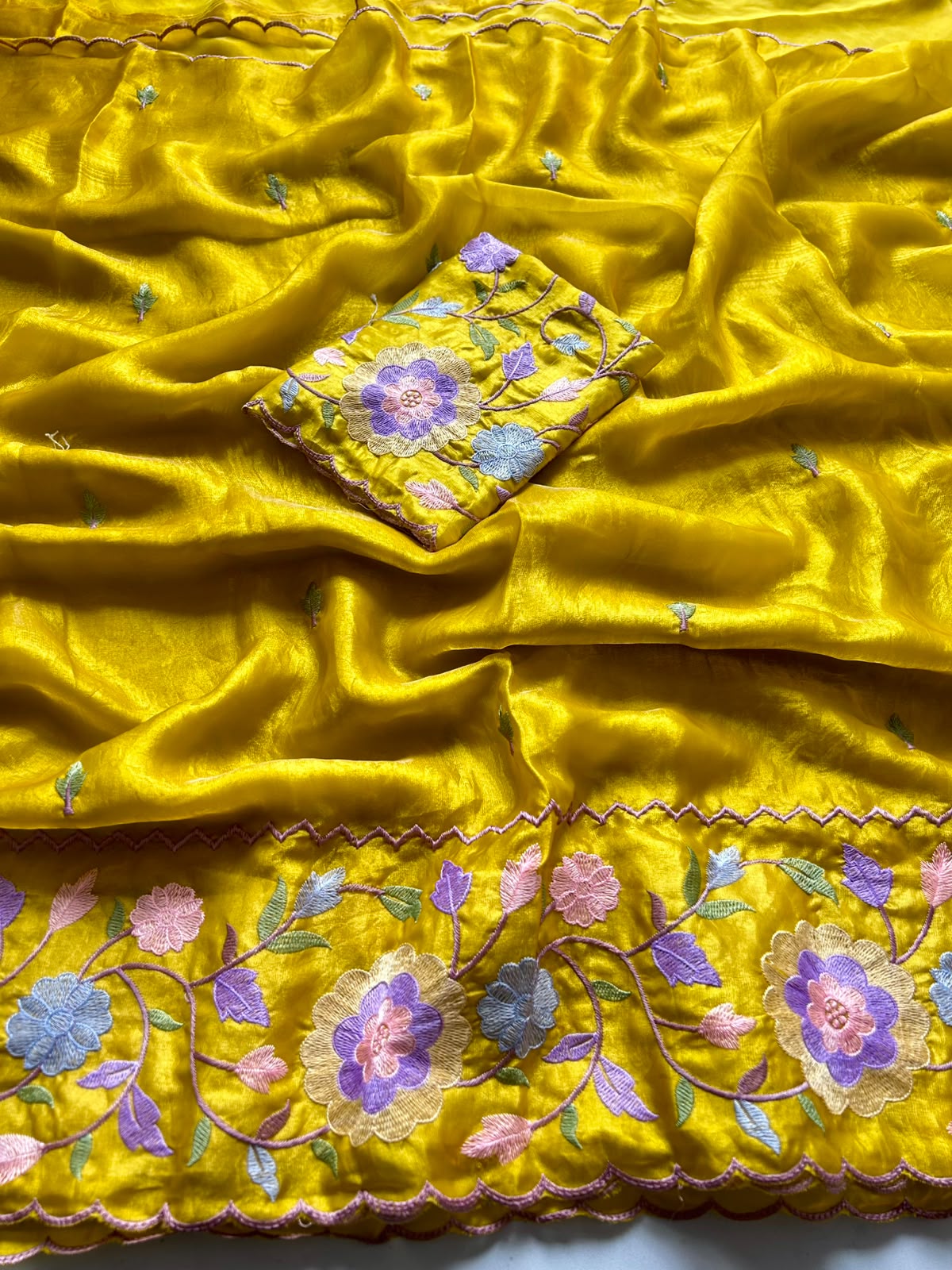 Charismatic Function Wear Silk Embroidery n Thread Work Fancy Saree With Blouse Piece