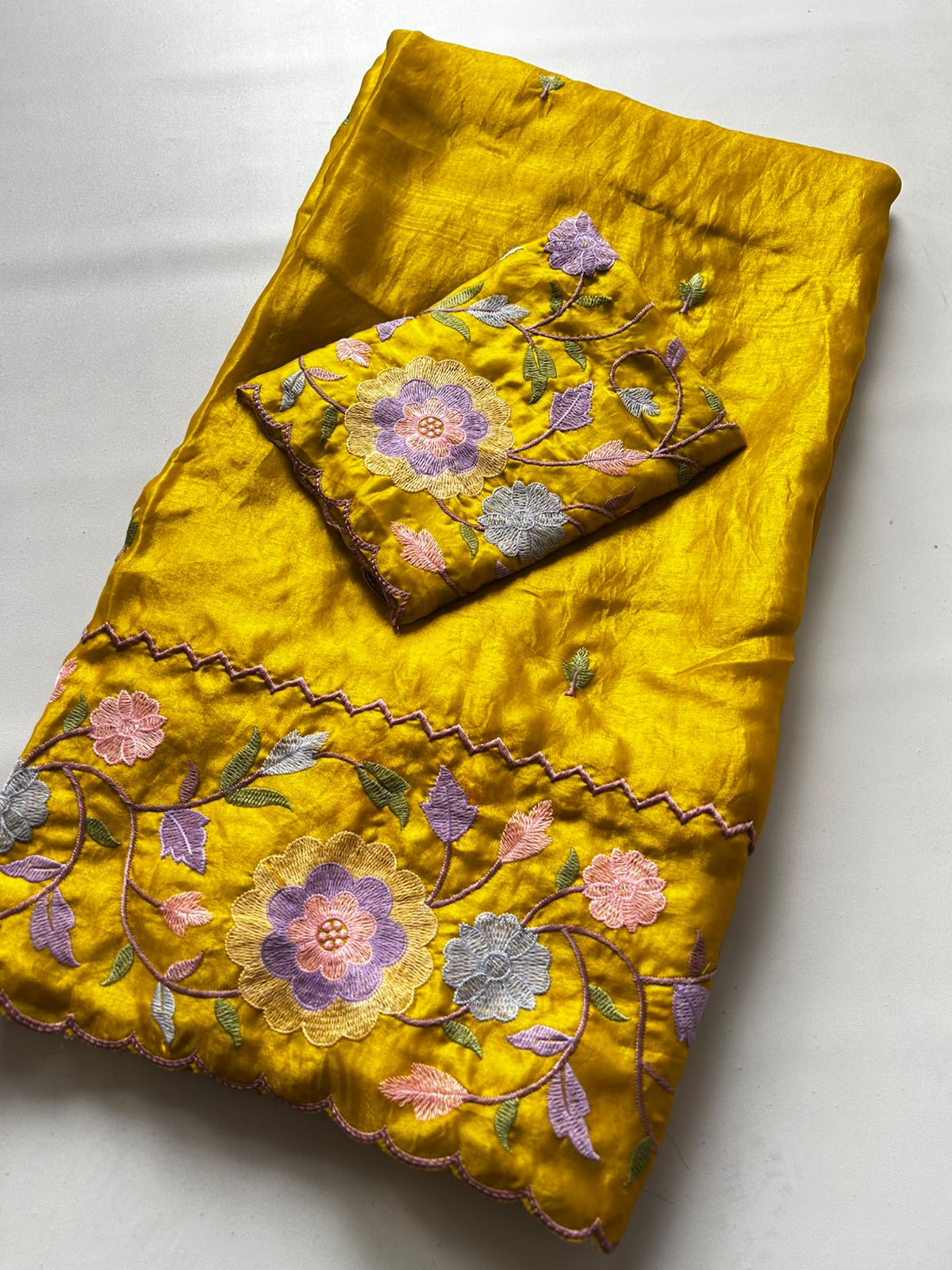 Charismatic Function Wear Silk Embroidery n Thread Work Fancy Saree With Blouse Piece