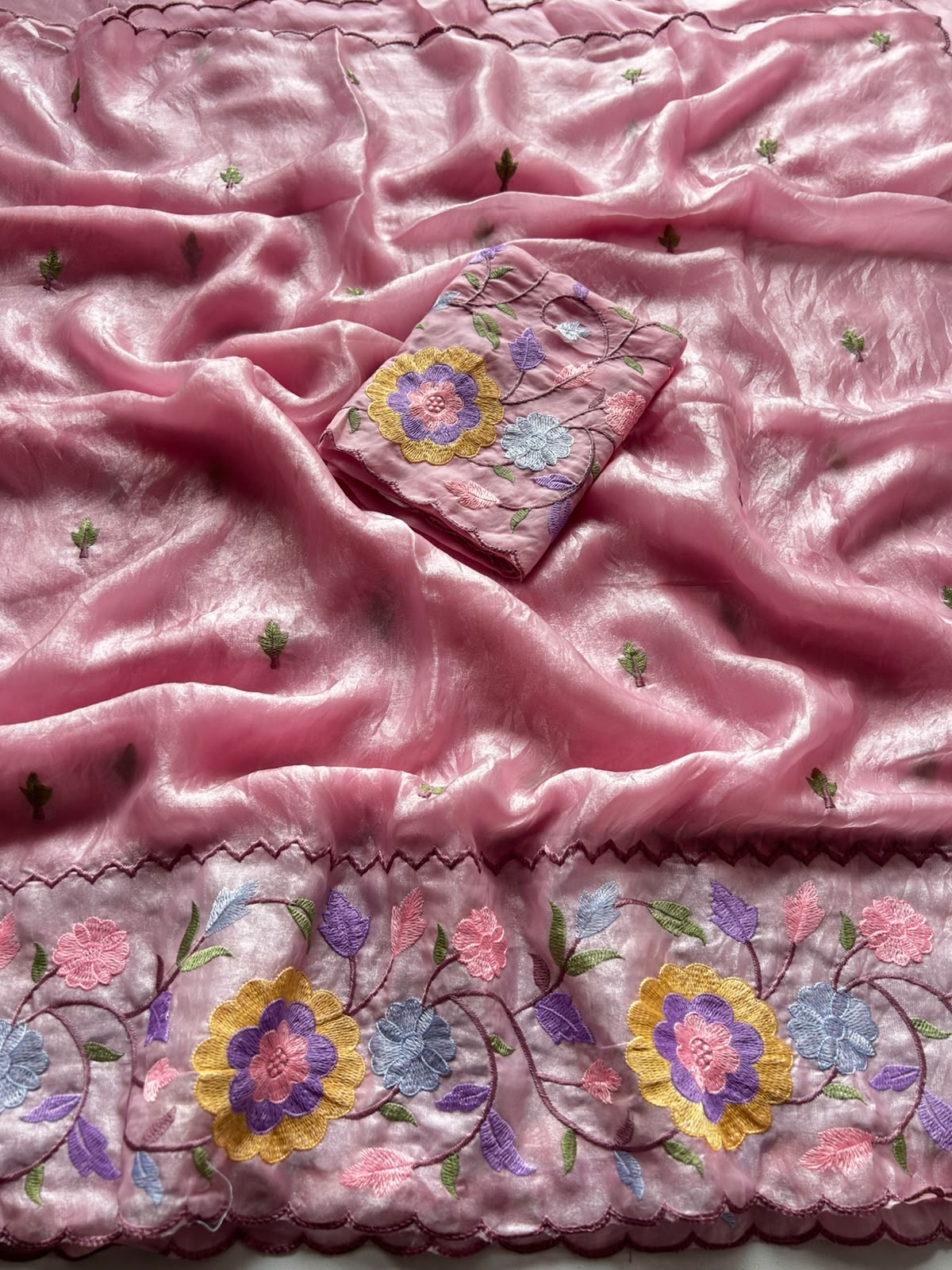 Charismatic Function Wear Silk Embroidery n Thread Work Fancy Saree With Blouse Piece