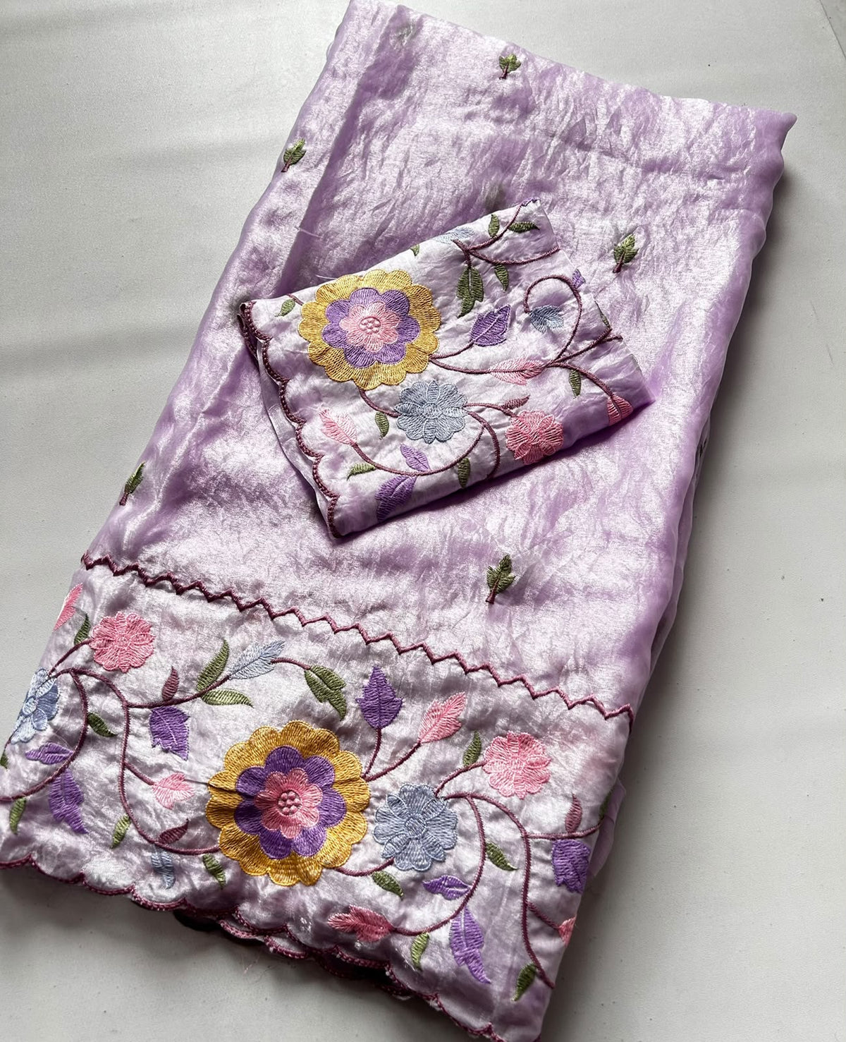 Charismatic Function Wear Silk Embroidery n Thread Work Fancy Saree With Blouse Piece