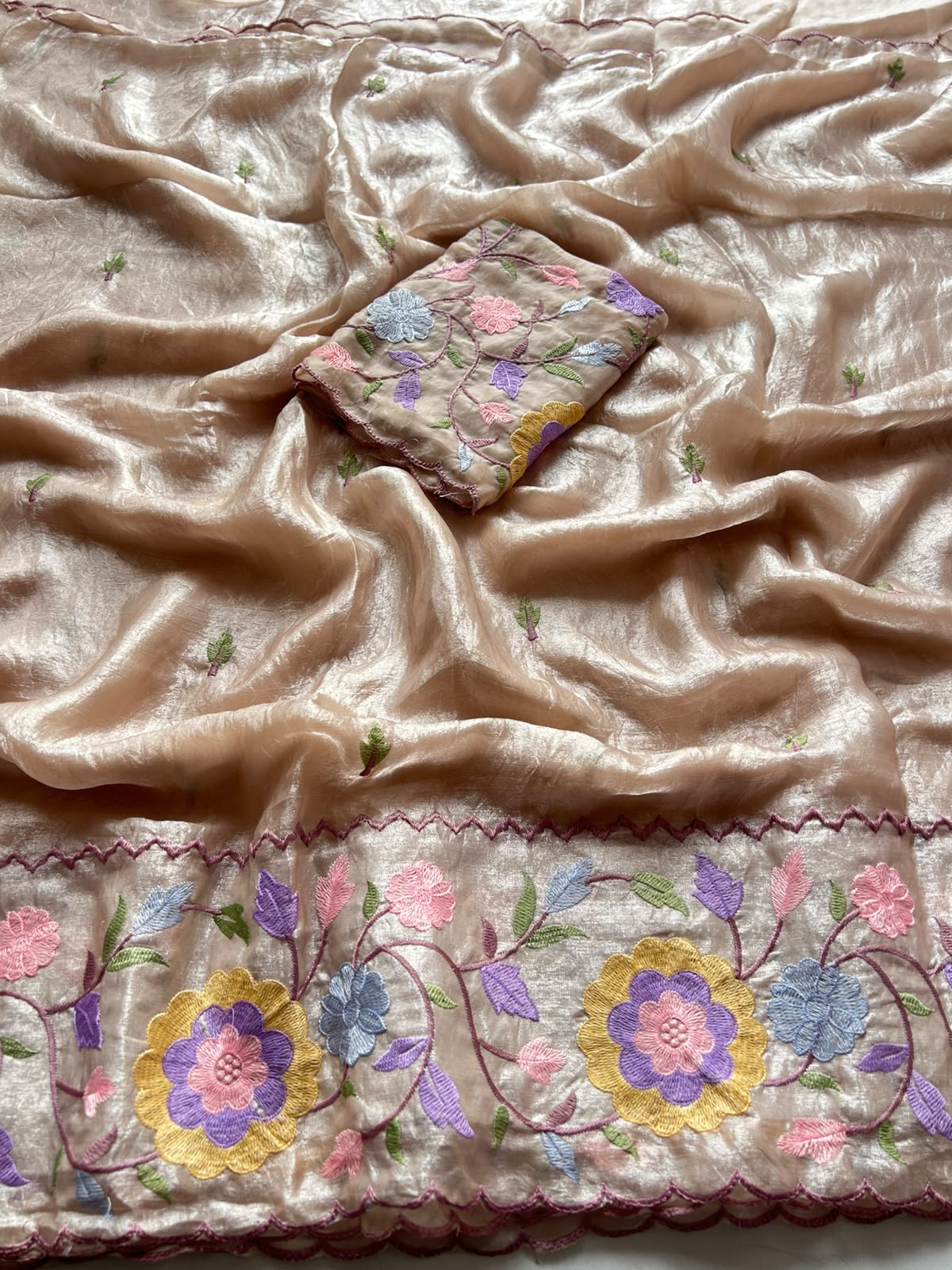 Charismatic Function Wear Silk Embroidery n Thread Work Fancy Saree With Blouse Piece