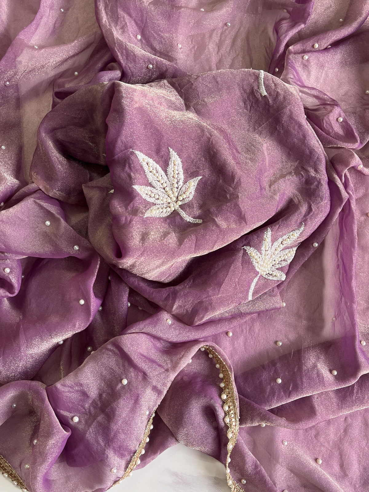 Dazzling Party Wear Organza Silk Embroidery n Pearl Work Designer Saree With Blouse Piece