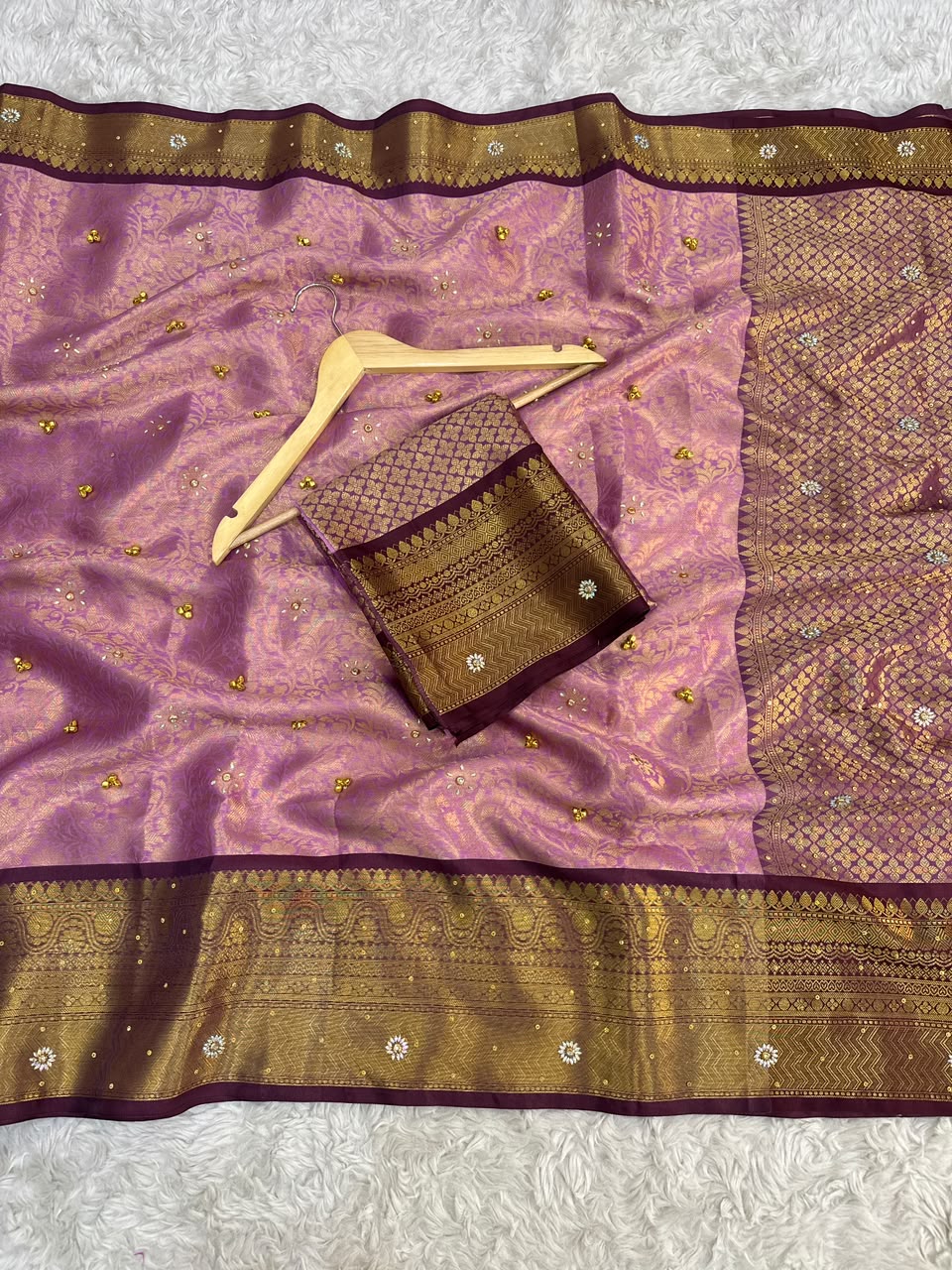 Splendorous Function Wear Banarasi Silk Zari Weaving Border Rich Pallu Ghungroo Work Saree With Blouse Piece