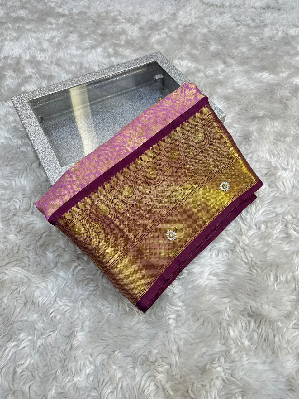 Splendorous Function Wear Banarasi Silk Zari Weaving Border Rich Pallu Ghungroo Work Saree With Blouse Piece