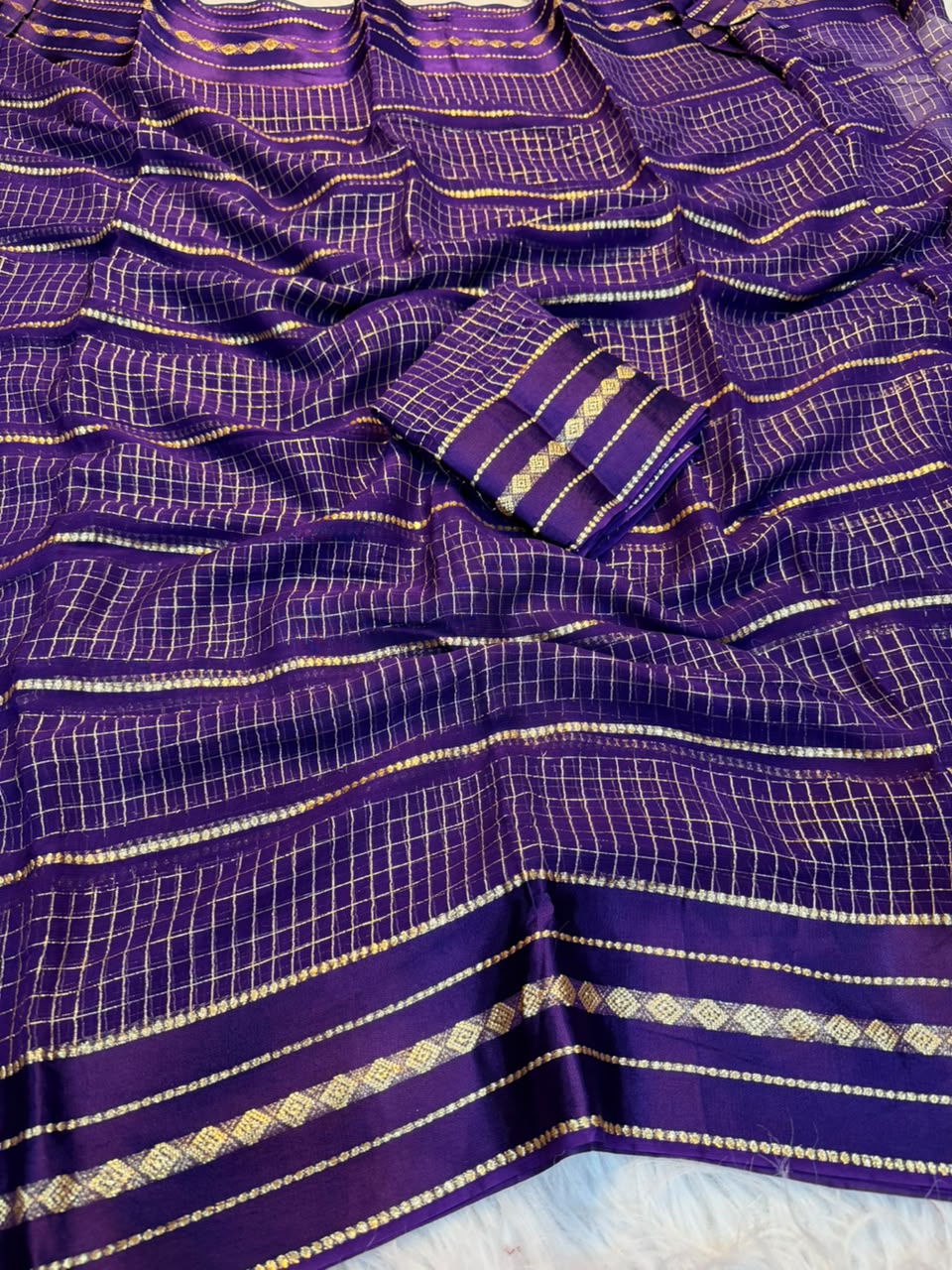 Graceful Party Wear Viscose Georgette Satin Border Fancy Saree With Matching Blouse Piece