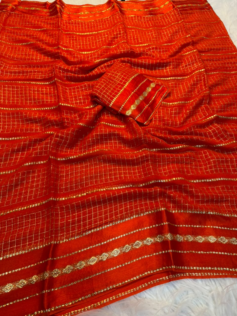 Graceful Party Wear Viscose Georgette Satin Border Fancy Saree With Matching Blouse Piece