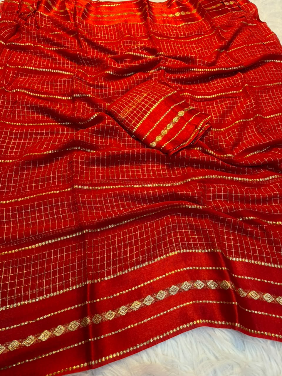 Graceful Party Wear Viscose Georgette Satin Border Fancy Saree With Matching Blouse Piece