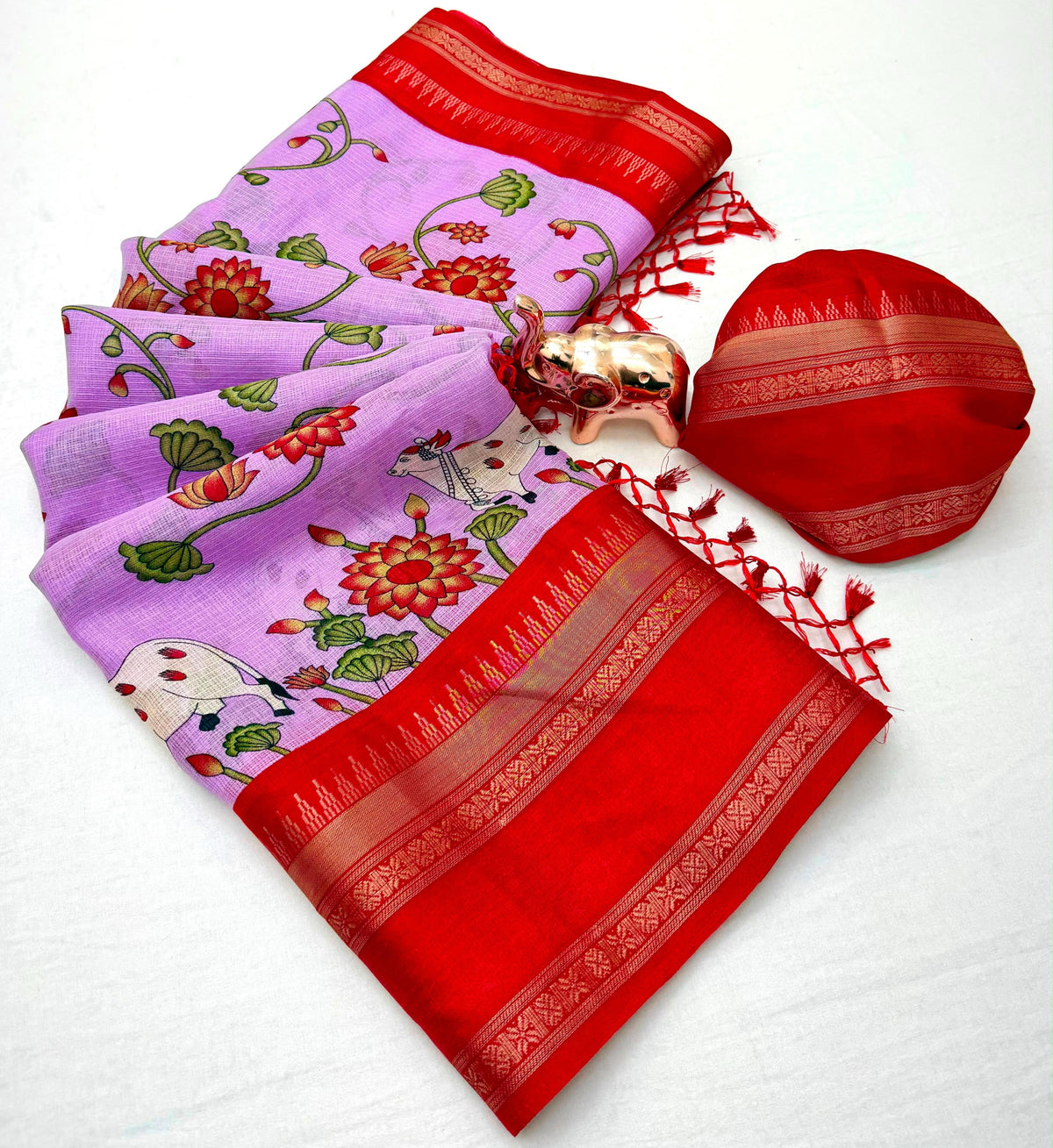 Gratifying Function Wear Kota Doriya Jacquard Weaving Border Rich Pallu Fancy Saree With Blouse Piece