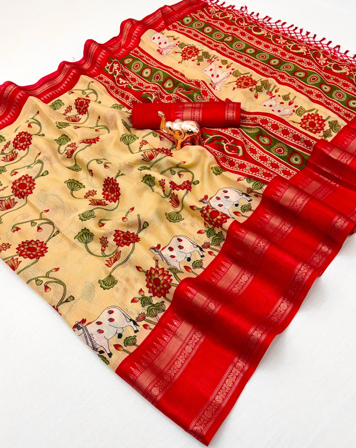 Gratifying Function Wear Kota Doriya Jacquard Weaving Border Rich Pallu Fancy Saree With Blouse Piece