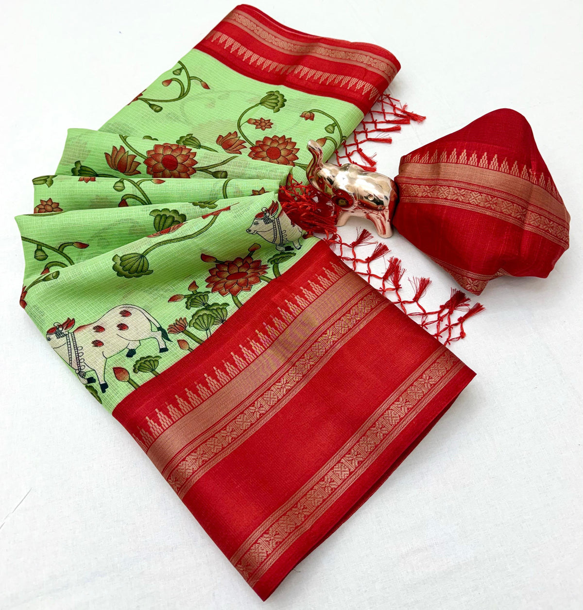 Gratifying Function Wear Kota Doriya Jacquard Weaving Border Rich Pallu Fancy Saree With Blouse Piece